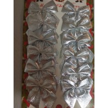 Новогодние банты 5 см, серебро, цена за 6 шт